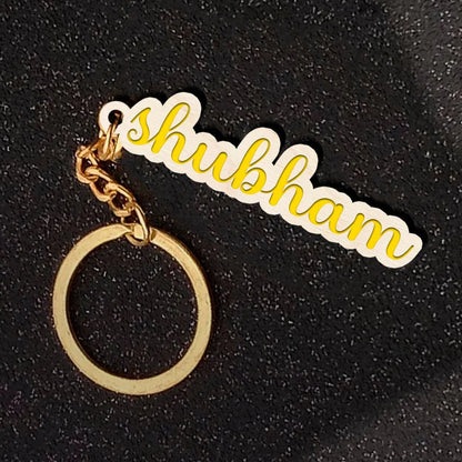 Personalised Shubham Wooden KeyChain