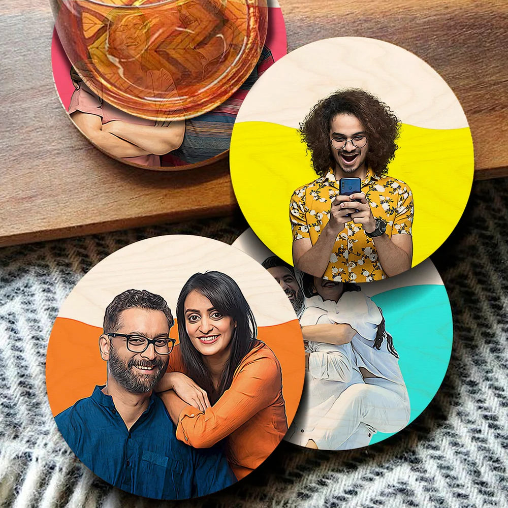 Personalised Comic Style Coasters| Set Of 2