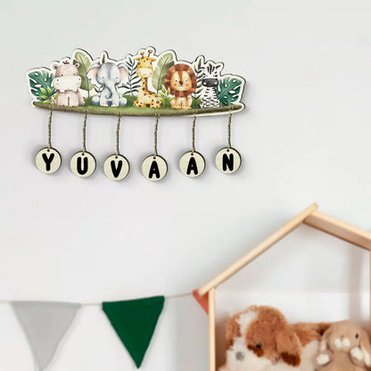 Kids Jungle Theme Yuvaan Name Sign