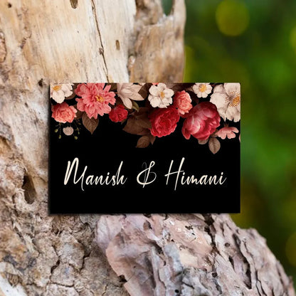 Black Elegant Flower Theme Name Plate